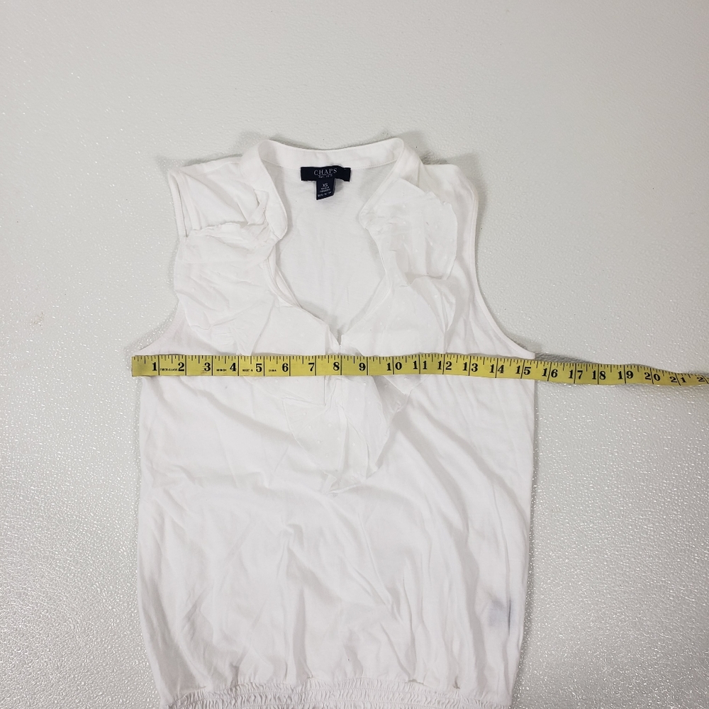 Chaps White Ruffle V-neck Top - Picture 4 of 5